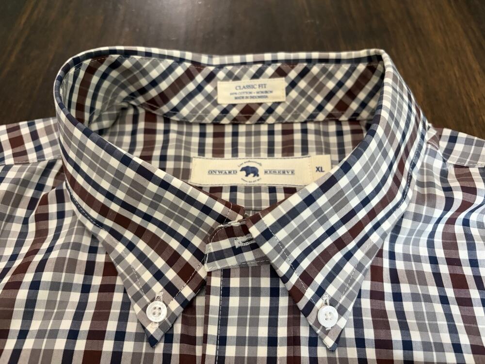 Onward Reserve Shirt Men Extra Large XL Multi-Color Gingham Plaid Button Up